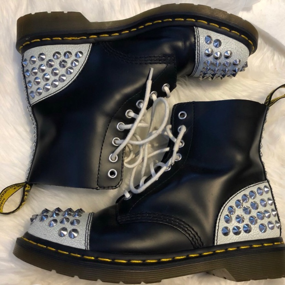 Black and white studded Dr Martens